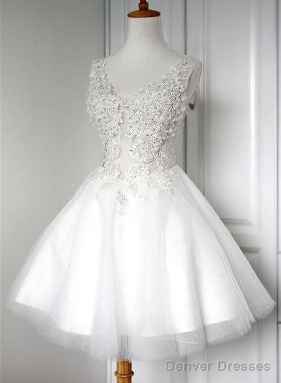 White Graduation Dresses, Short Party Dress, Lovely White Prom Dress Main image