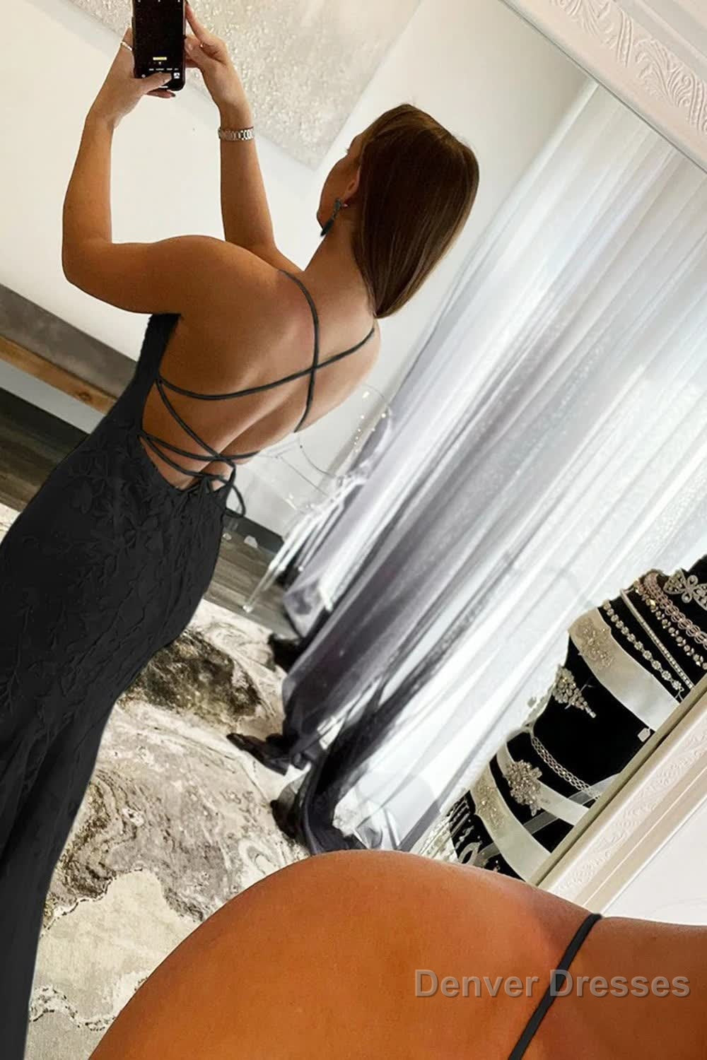 White Halter Backless Prom Dress