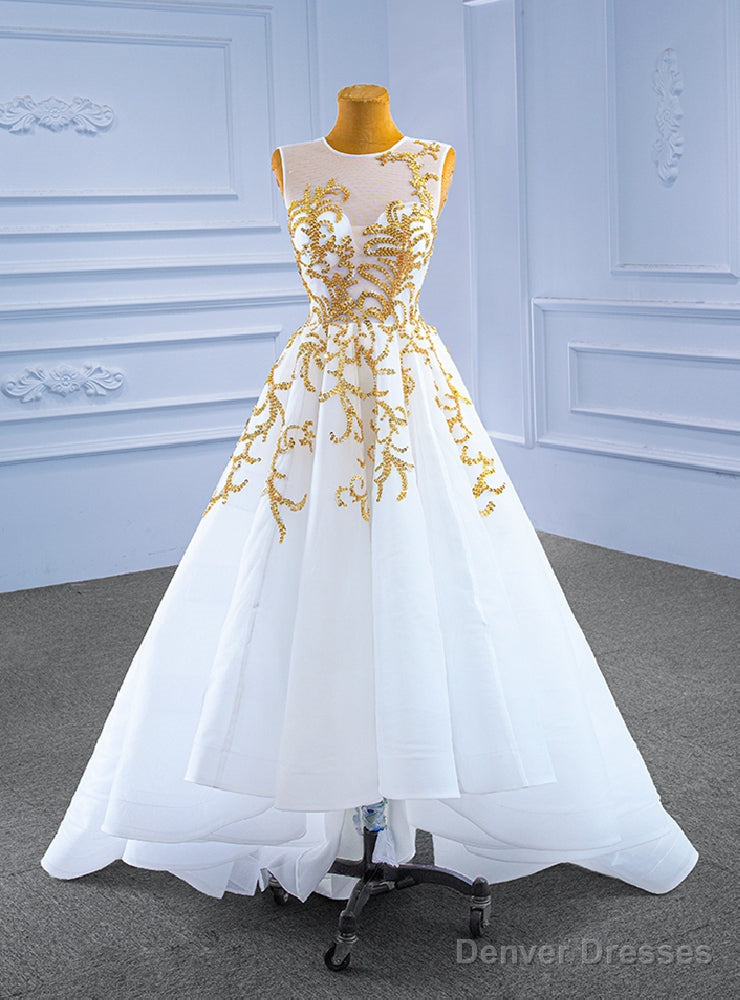 White  Heavy Beading Prom Dress Main image