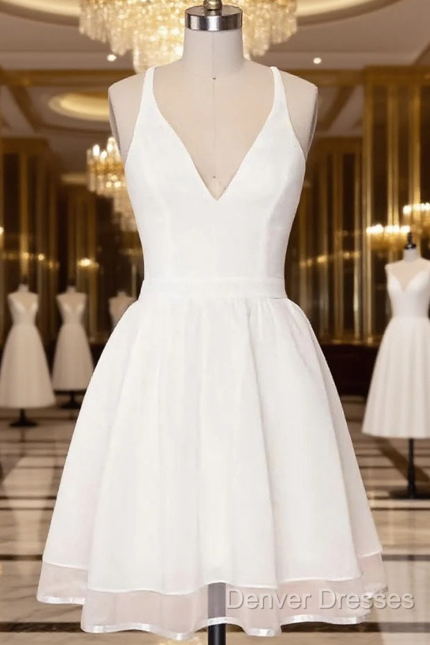 White Homecoming Dress,Short Party Dress Main image