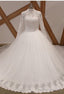 White/Ivory Long Sleeve Lace Muslim Wedding Dress Uk High Neck Bridal Gown