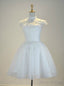 White Knee Length Cap Sleeve Tulle Short Wedding Dress