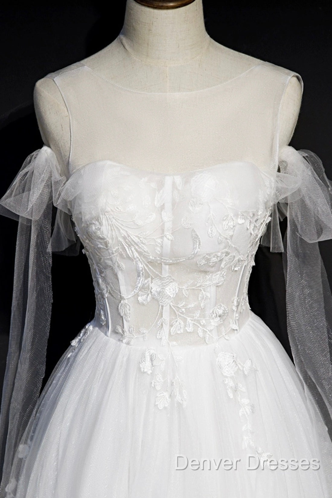 White Lace A-Line Tea Length Prom Dress Secondary image