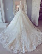White Lace Long Sleeve Ball Gown Prom Dress Wedding Dress