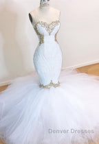 White Lace Mermaid Sweetheart Simple Wedding Dress for Sale