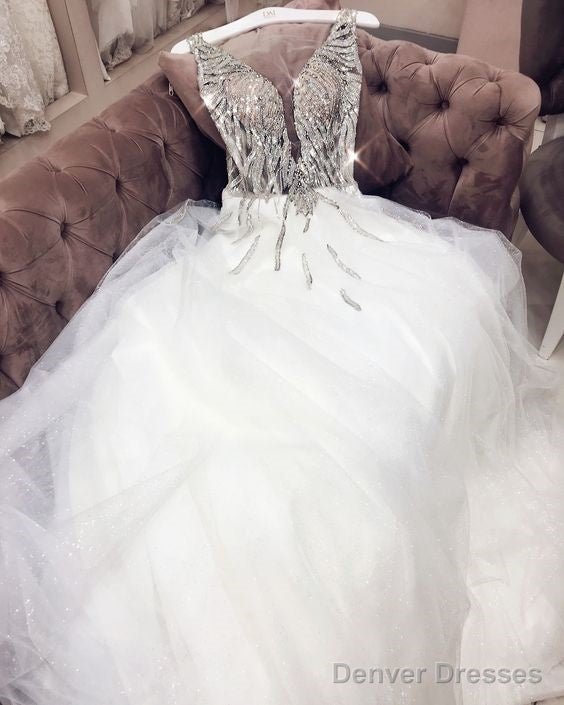 White Long Prom Dress, Wedding Dress Main image