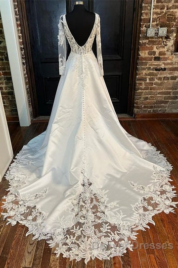White Long Sleeve A-Line Wedding Dress Secondary image