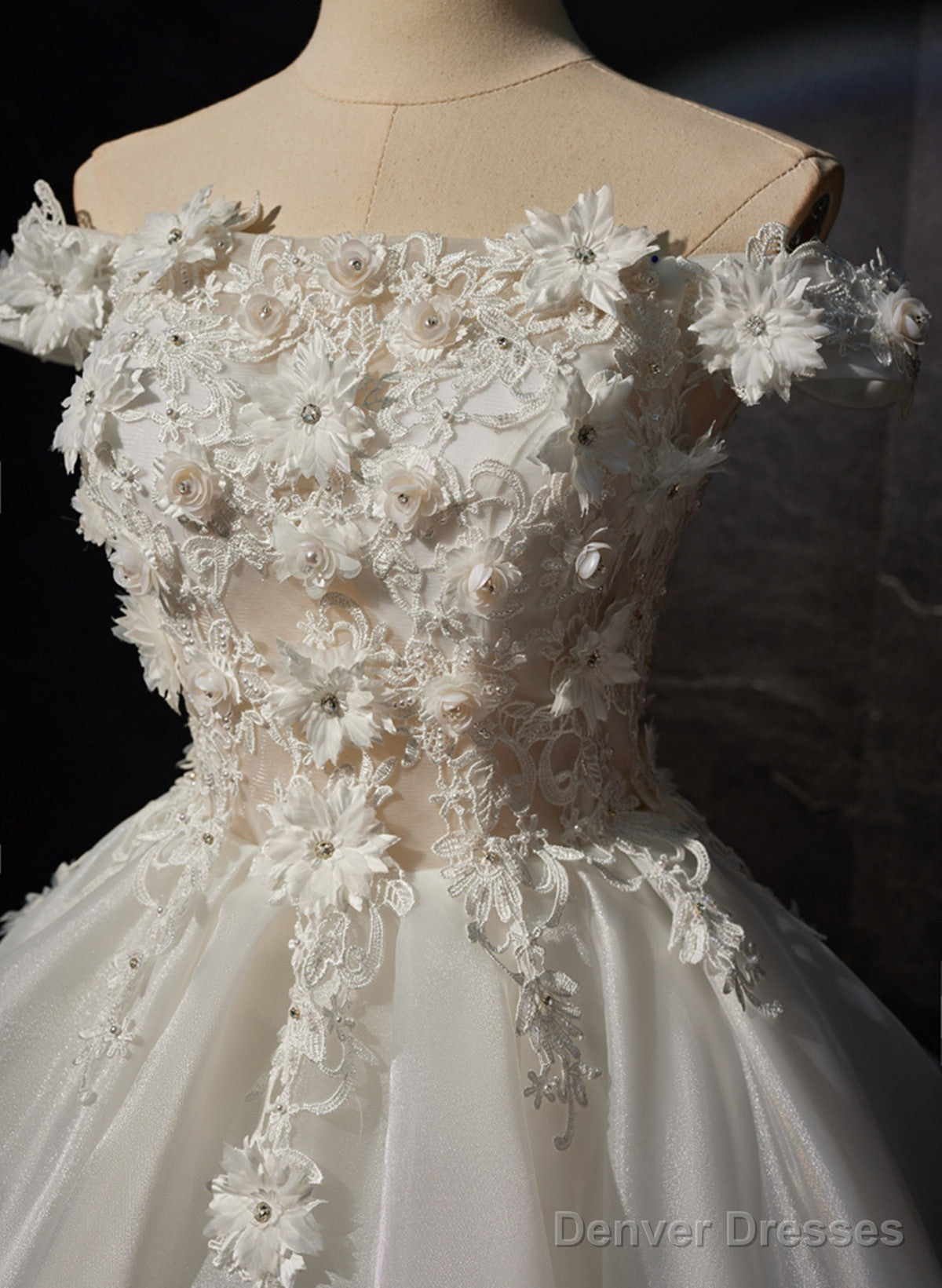White Lovely Short Tulle With Lace Off Shoulder Party Dress, White Graduation Dress Prom Dress Secondary image