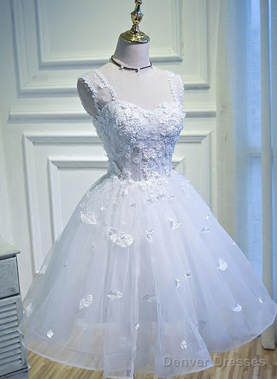 White Lovely Tulle With Lace Princess Cute Sweetheartt Short Party Dress, White Short Prom Dresses Main image