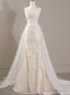 White Mermaid Pleats Lace Strapless Wedding Dress