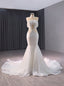 White Mermaid Sequins Beading See Through Wedding Dress