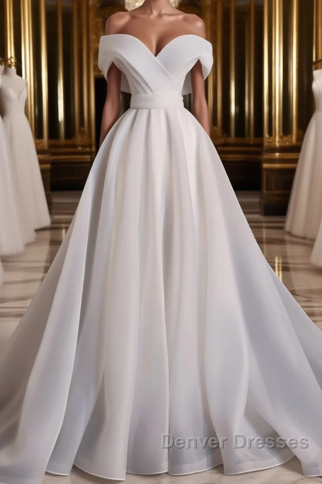White Organza Long Prom Dress, White Long Evening Dress Main image