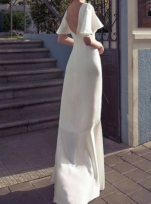 White Party Dress Half Sleeve Evening Dress V Neck Prom Dress Secondary image
