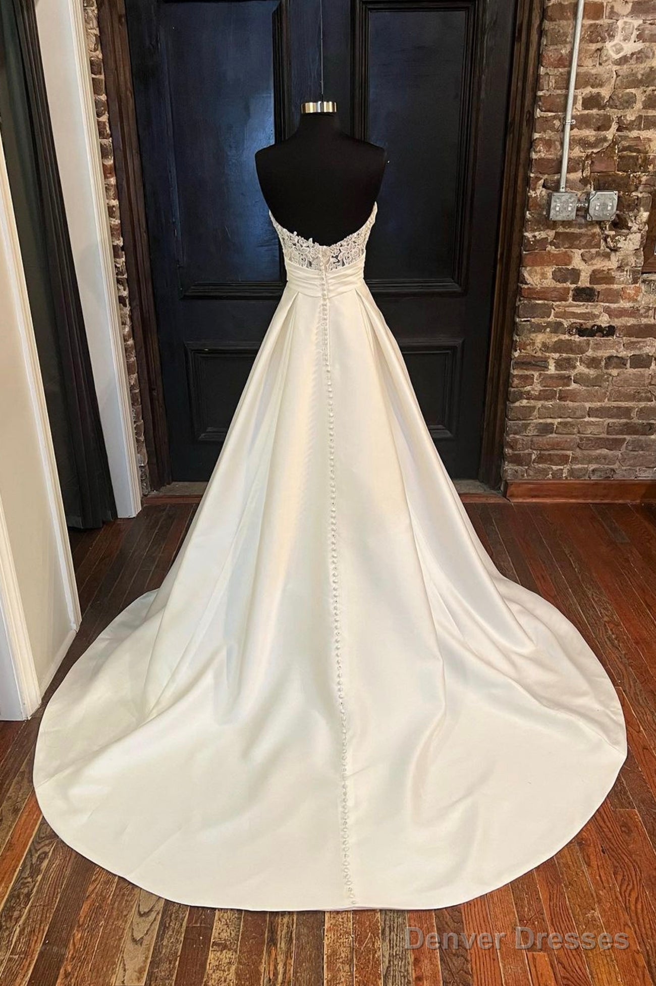 White Satin Long A-Line Prom Dress, White Sweetheart Neck Formal Dress Secondary image