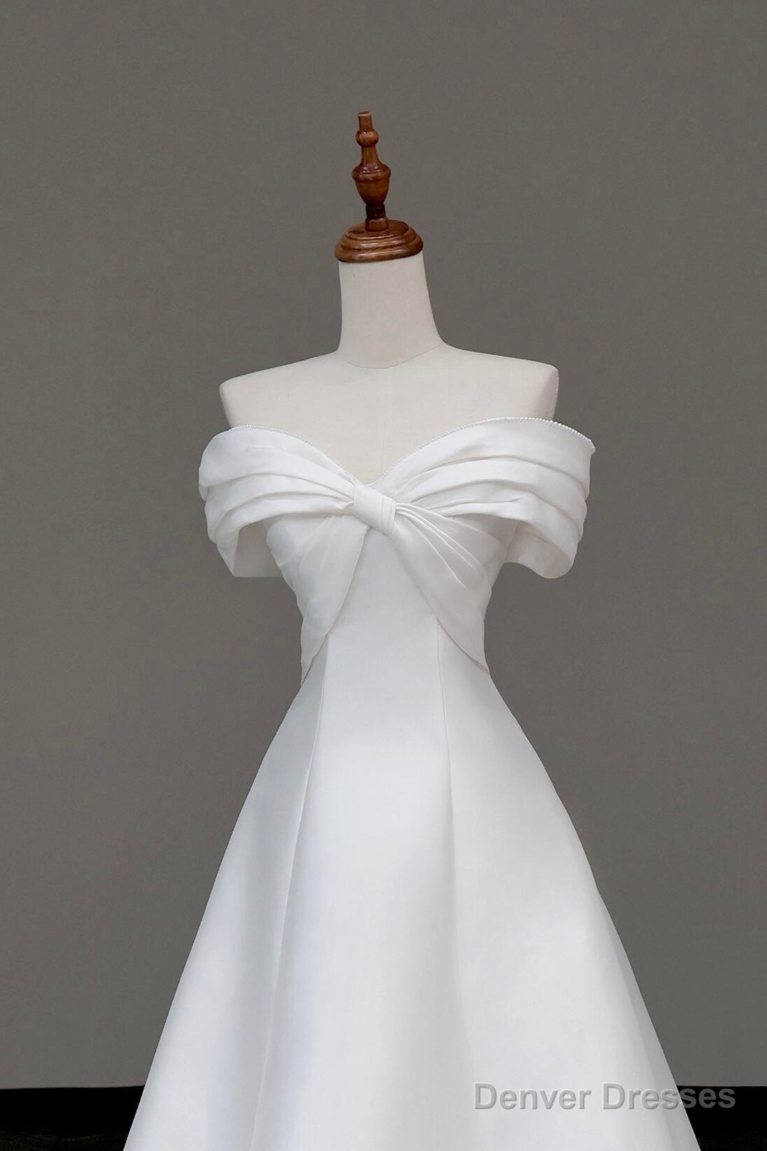 White Satin Long Prom Dress, Off the Shoulder A-Line Evening Party Dress