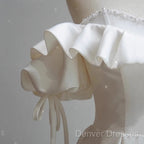 White Satin Off Shoulder Beaded Sweetheart Formal Dress, White Long Prom Dress