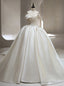 White Satin Off the Shoulder Wedding With Train