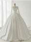 White Satin Pleats Pearls Wedding Dress