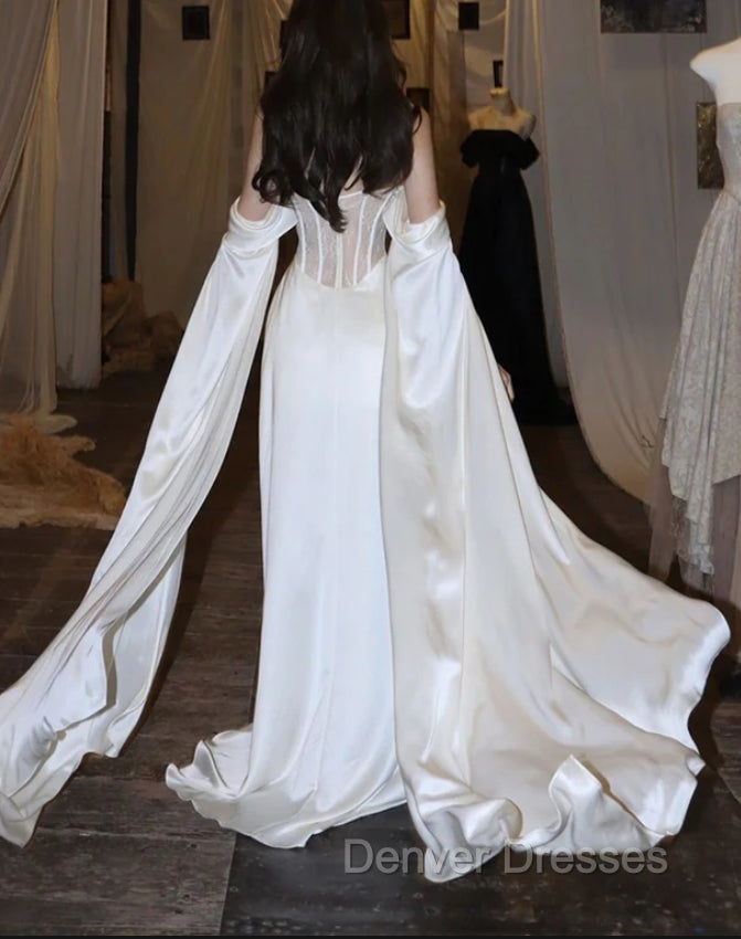 White Satin Prom Dress Satin A-Line Long Scoop Long Evening Dress Secondary image