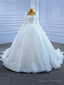 White Sequins Appliques Long Sleeve Beading Wedding Dress