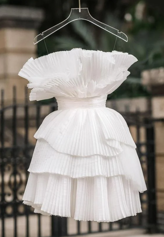 White Short Party Dress Homecoming Dress Main image