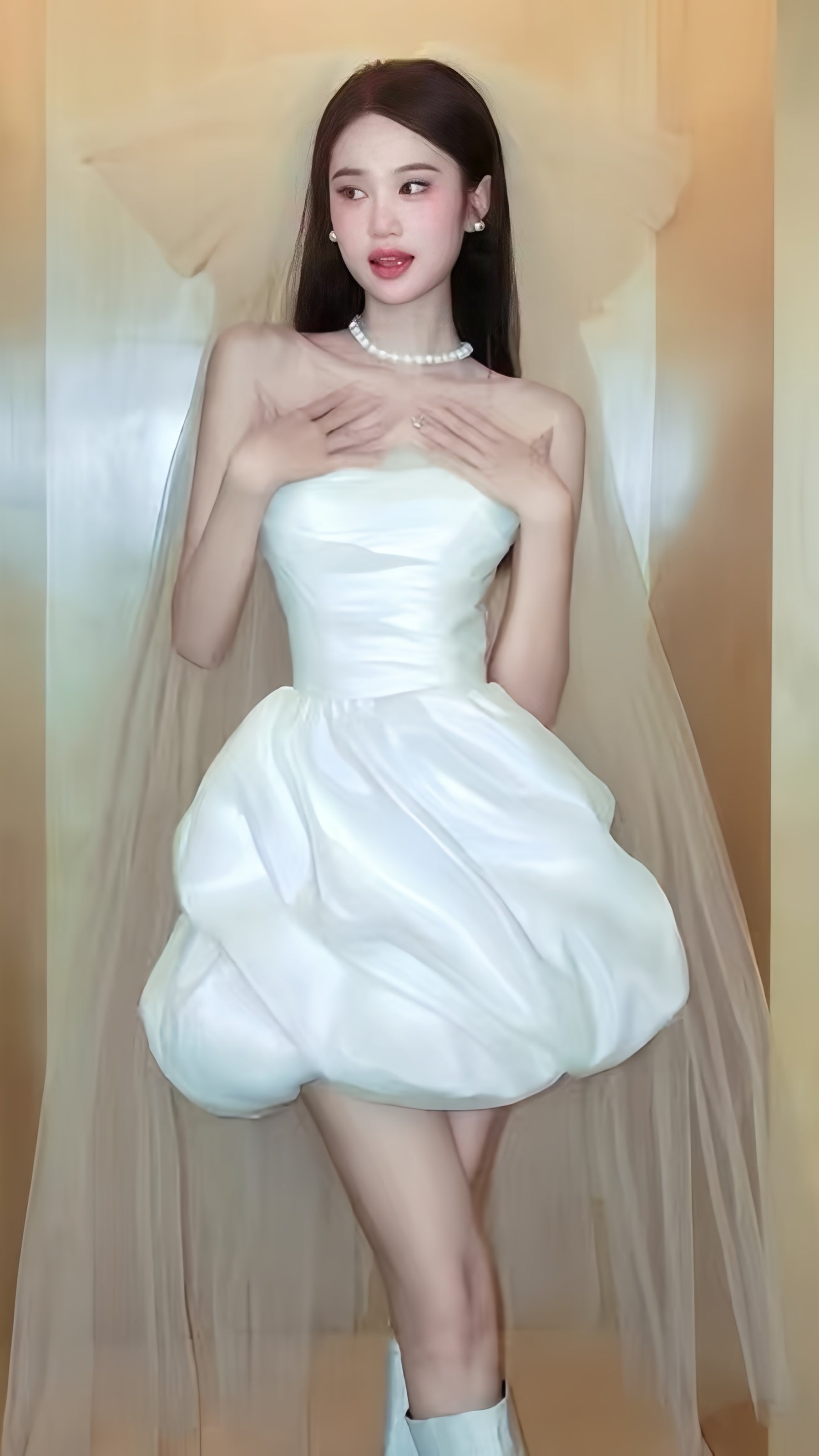 White Short Wedding Dress Satin Bridal Dress
