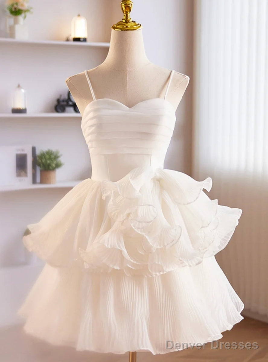 White Spaghetti Strap Tulle Homecoming Dress Main image