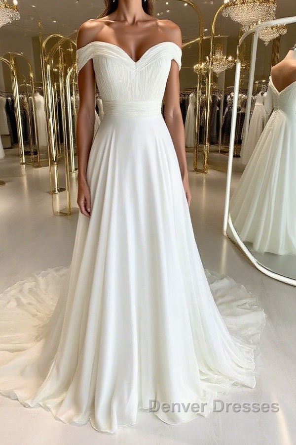 White sweetheart chiffon long prom Dress white formal Dress