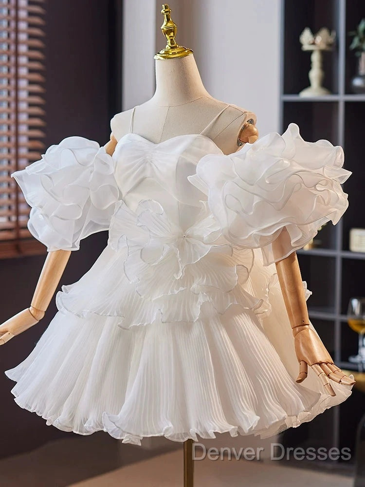 White Sweetheart Neck Organza Short Prom Dress, White Homecoming Dress Secondary image