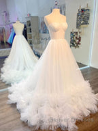 White sweetheart neck tulle long prom Dress white formal Dress