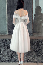 White Sweetheart Off Shoulder Tulle Short Prom Dress