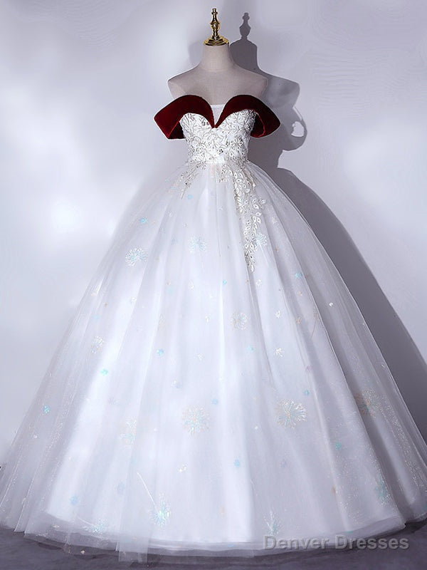 White Tulle Appliques Beading Quinceanera Dress Main image