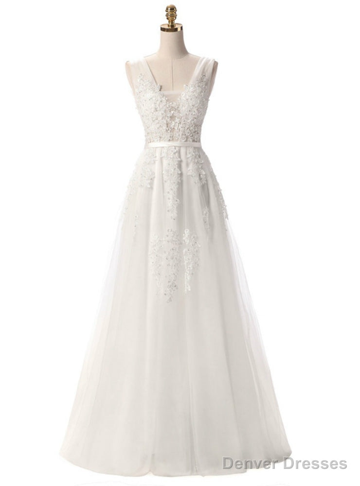 White Tulle Lace Backless Bridesmaid Dress Main image