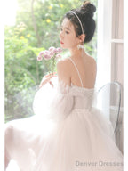 White Tulle Short Sleeves Homecoming Dress, White Party Dress Graduation Dresses