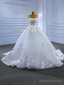 White Tulle Straps 3D Flower Wedding Dress