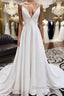 White v neck chiffon long prom Dress, white lace evening Dress