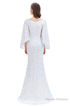 V-Neck Sequins Mermaid Prom Dresses with Sleeves