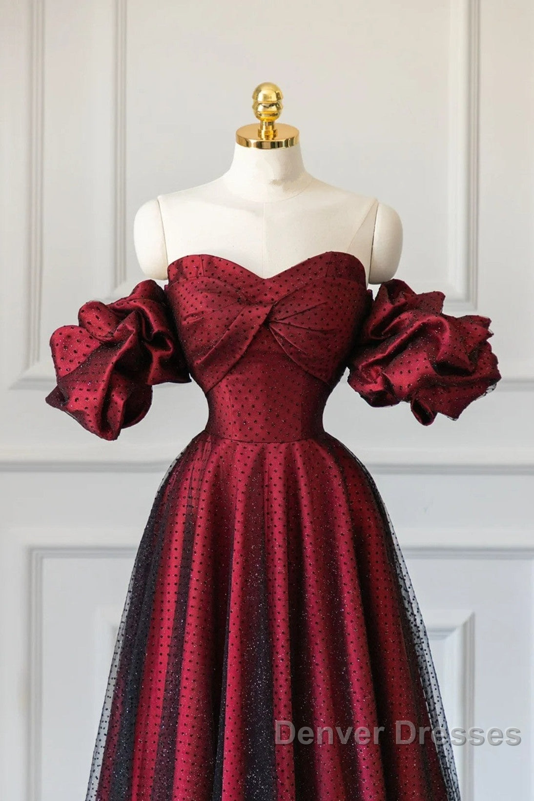 Wine Red Off Shoulder Long Formal Dress, Sweetheart Wine Red Formal Dress Secondary image