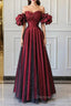 Wine Red Off Shoulder Long Formal Dress, Sweetheart Wine Red Formal Dress
