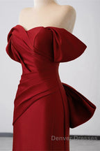 Wine Red Off Shoulder Mermaid Long Party Dress, Wine Red Evening Dress Prom Dress