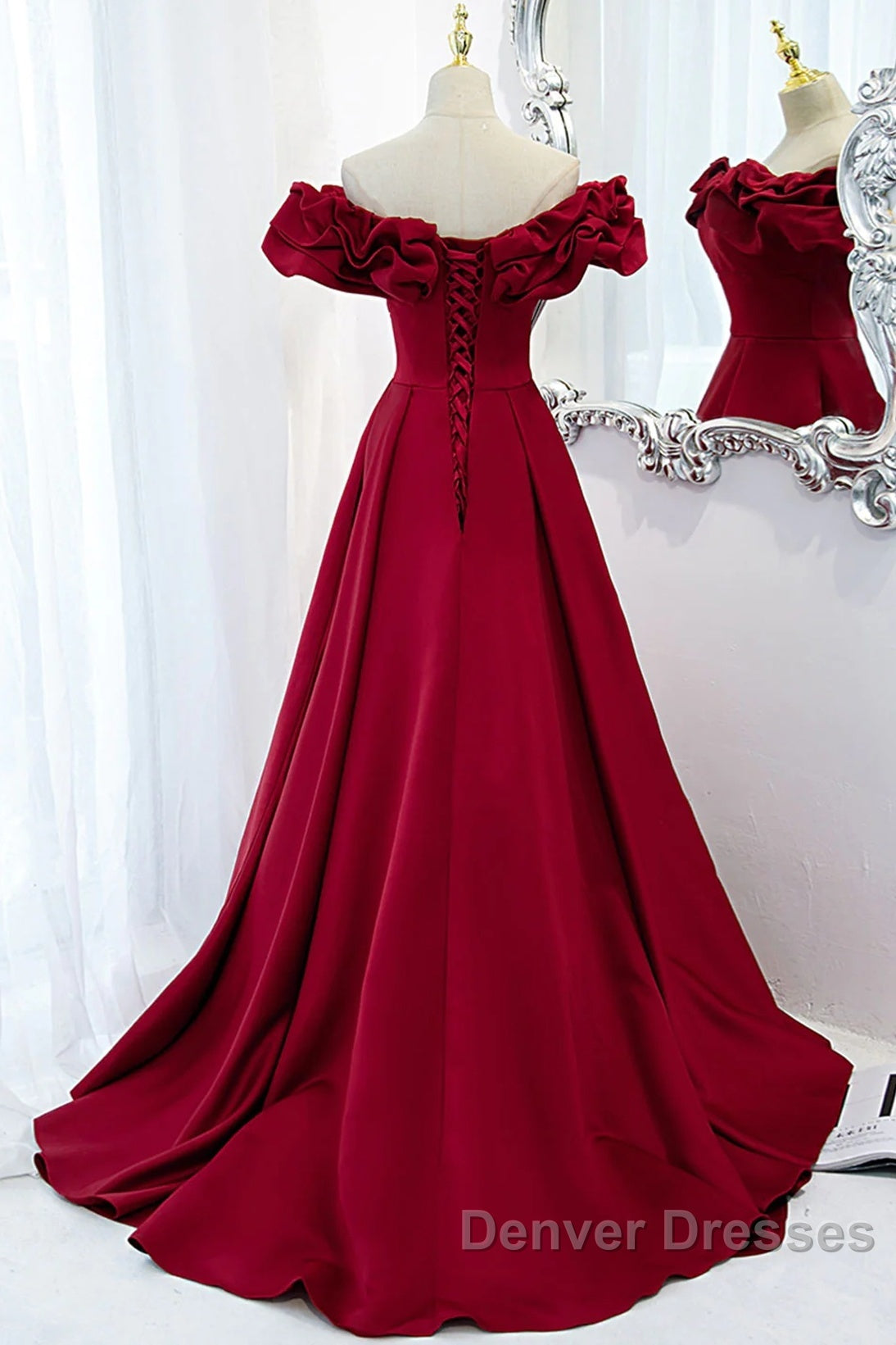 Wine Red Off Shoulder Sweetheart Long Party Dress, Wine Red Prom Dress Evening Dress