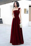 Wine Red One Shoulder Prom Dress , Velet Prom Dress