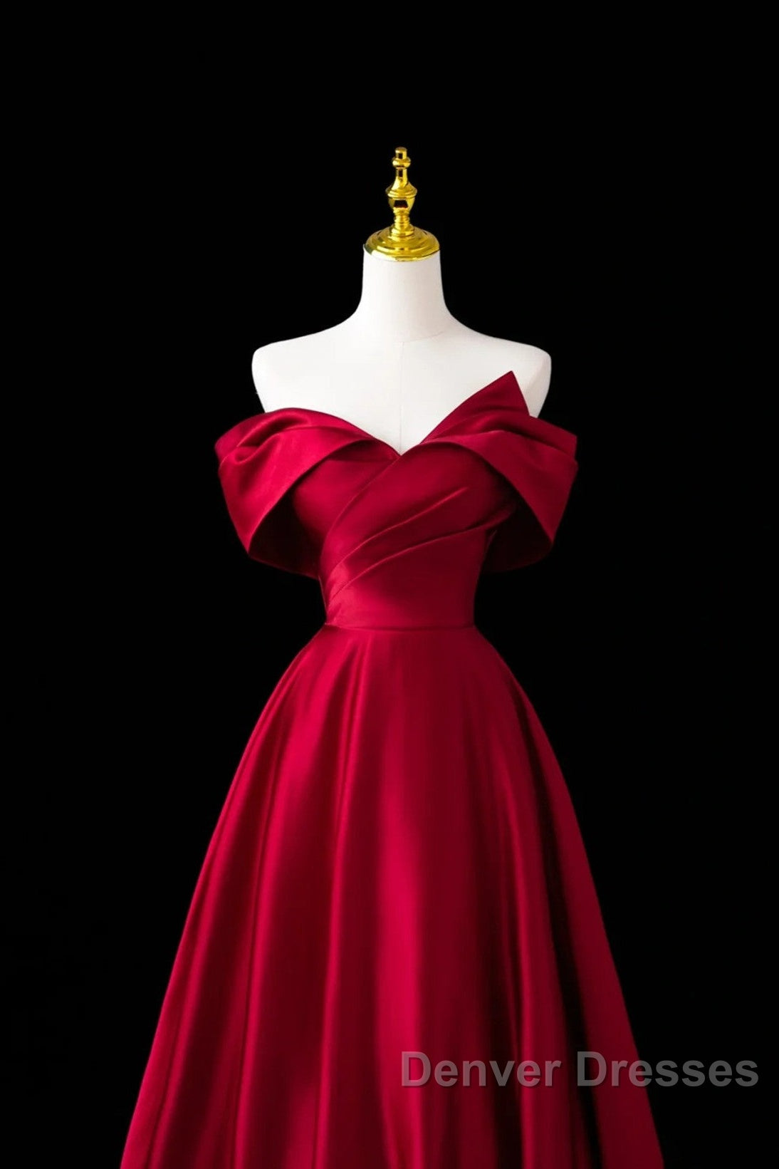 Wine Red Satin A-Line Prom Dress, Wine Red Evening Dress Formal Dress