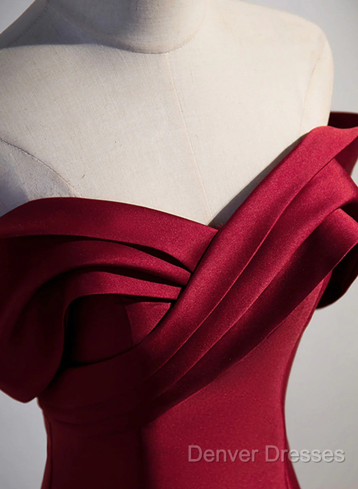 Wine Red Satin Long Party Dress, A-Line Wine Red Satin Prom Dress