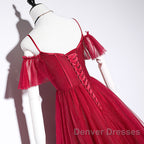 Wine Red Straps Off Shoulder Long Prom Dress Party Dress, Formal Gown Evening Dress
