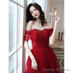 Wine Red Tulle Beaded Sweeetheart Long Evening Gown, Dark Red Prom Dress