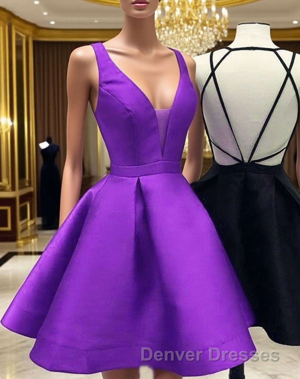 Womens Strappy Back Homecoming Dress Short Prom Gowns Main image