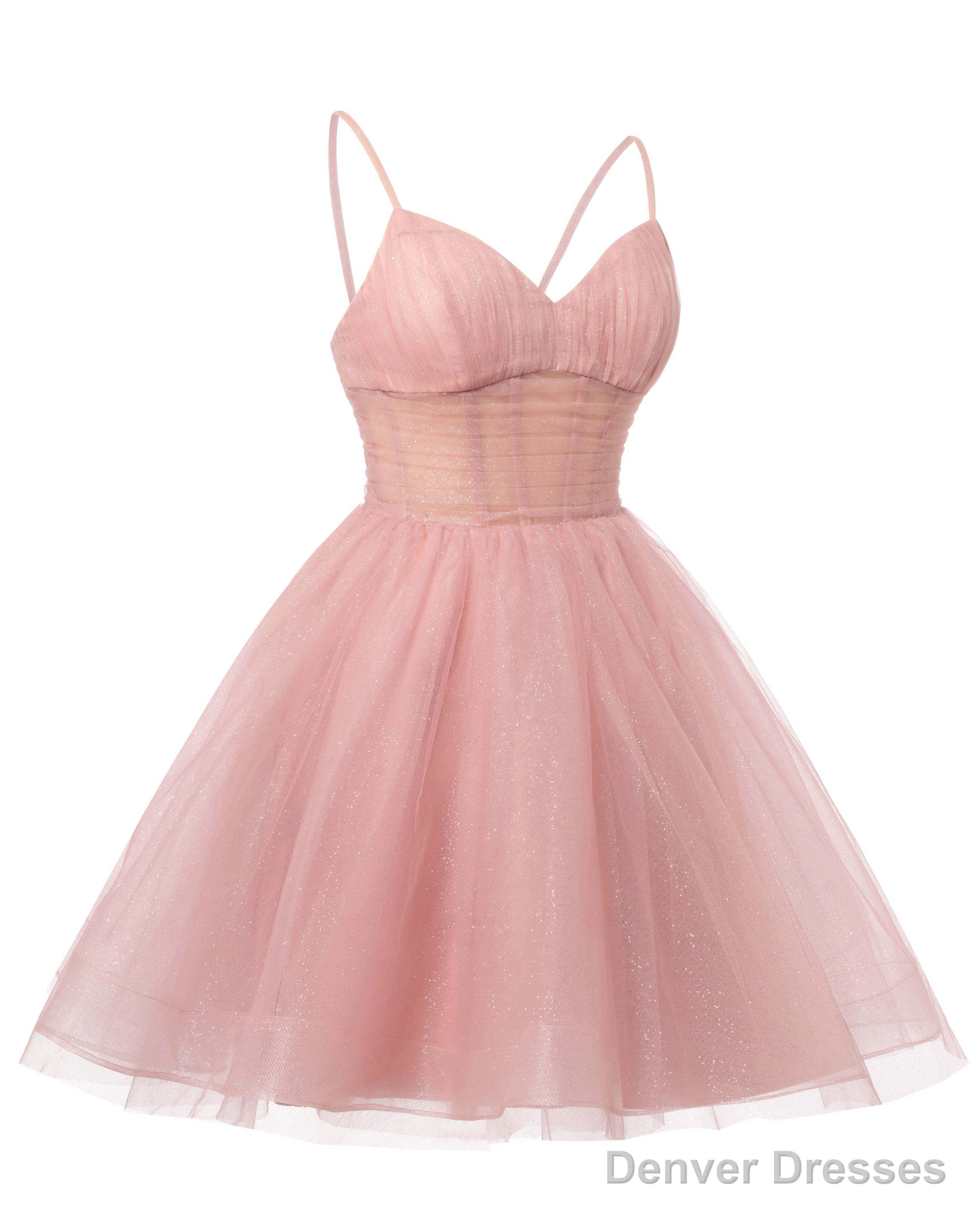 Womens V Neck Tulle Spaghetti Straps Olive Green Homecoming Dresses with Corset Back Short Prom Gowns for Teens