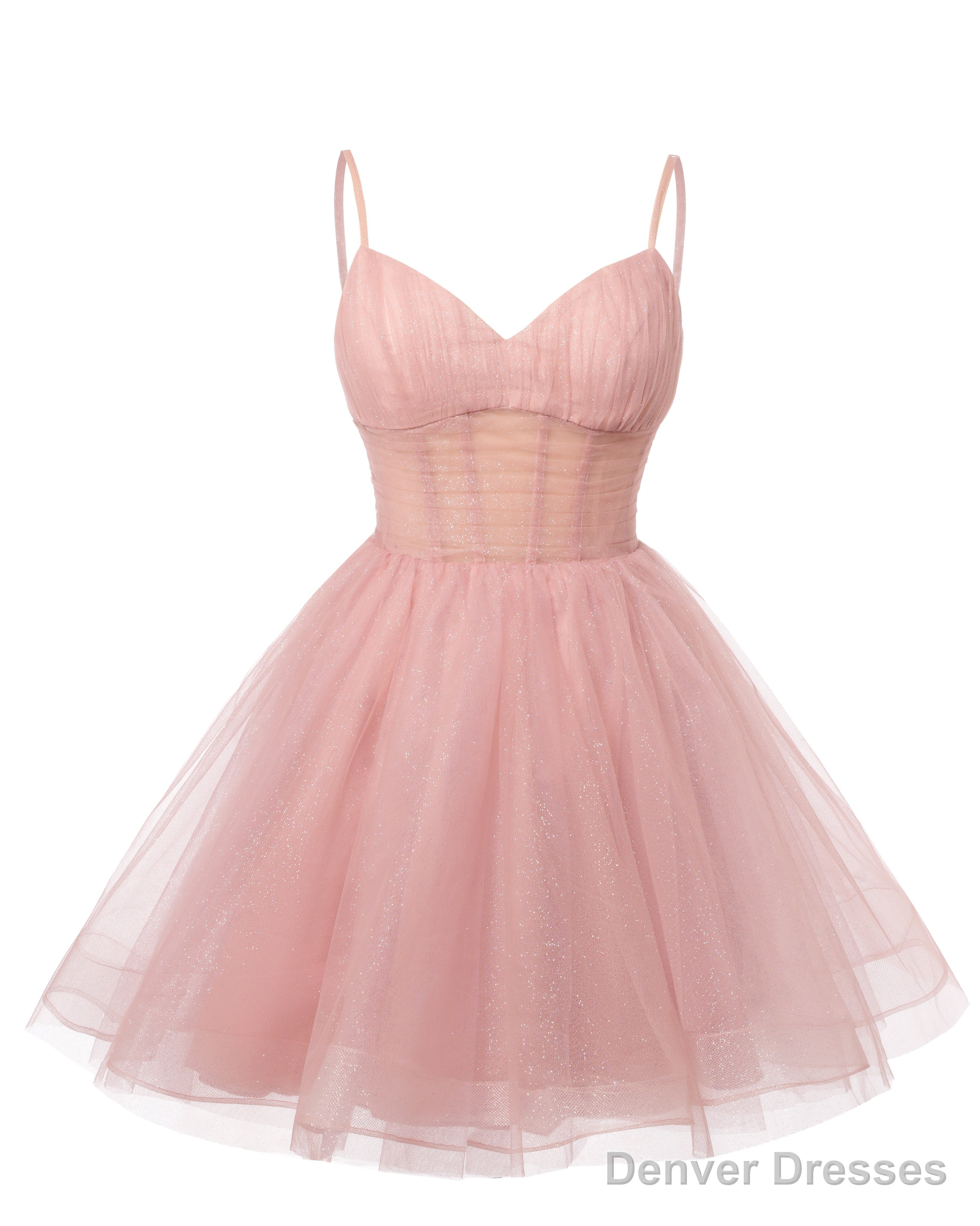 Womens V Neck Tulle Spaghetti Straps Olive Green Homecoming Dresses with Corset Back Short Prom Gowns for Teens