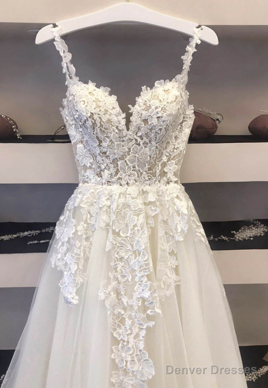 Light Champagne Tulle Long Prom Dresses with Lace Main image